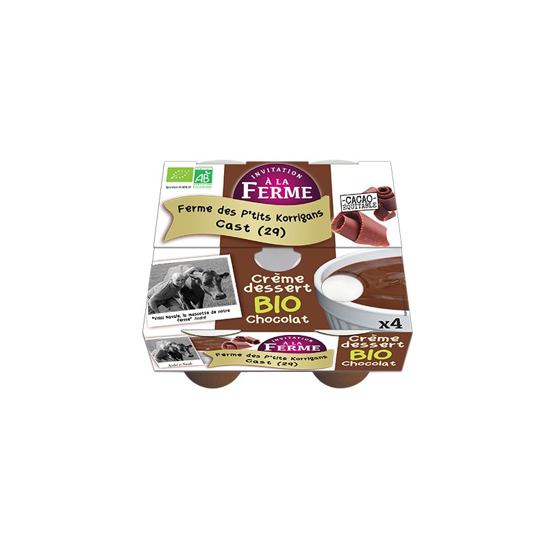 CRÈME DESSERT BIO AU CHOCOLAT - ( 4 X 100 GR)