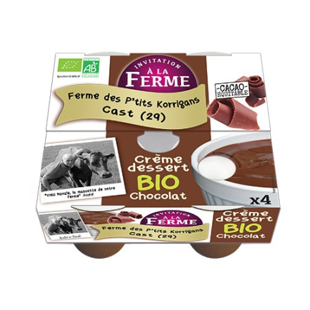 CRÈME DESSERT BIO AU CHOCOLAT - ( 4 X 100 GR)