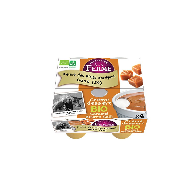 CRÈME DESSERT BIO CARAMEL BEURRE SALÉ - ( 4 X 100 GR)