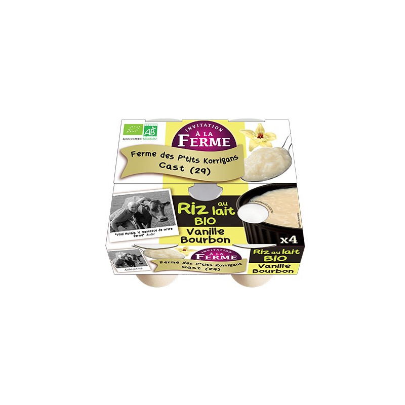 RIZ AU LAIT BIO VANILLE - ( 4 x 125 GR)