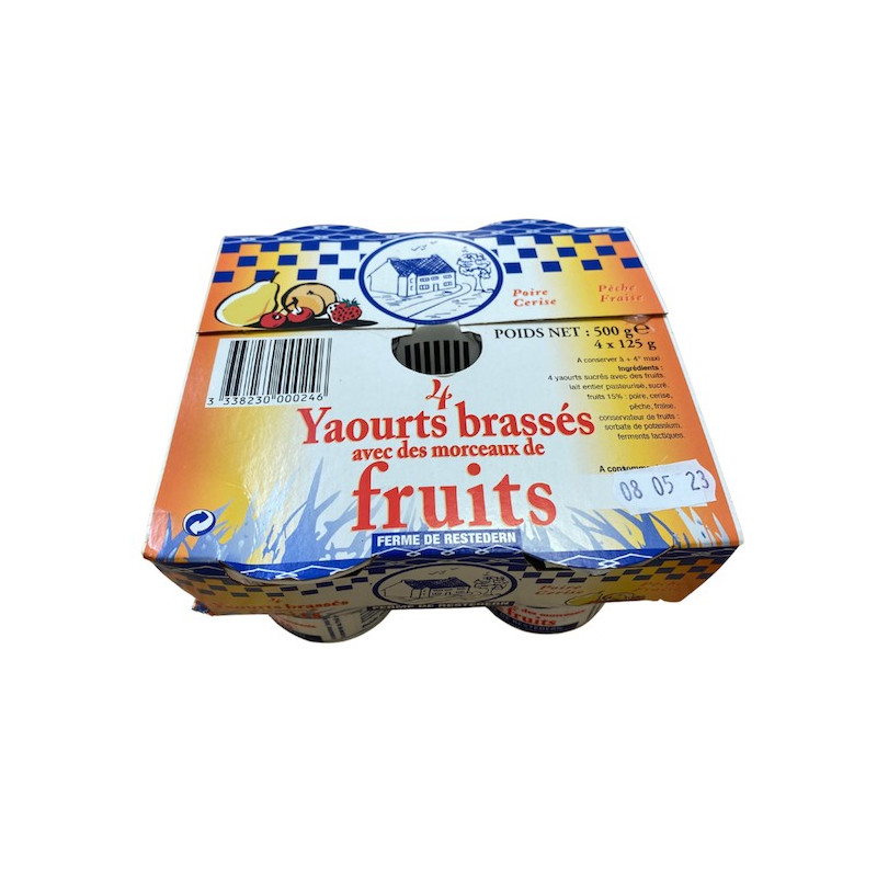 YAOURTS BRASSÉS - CERISE, POIRE, PECHE, FRAISE - 4x125GR