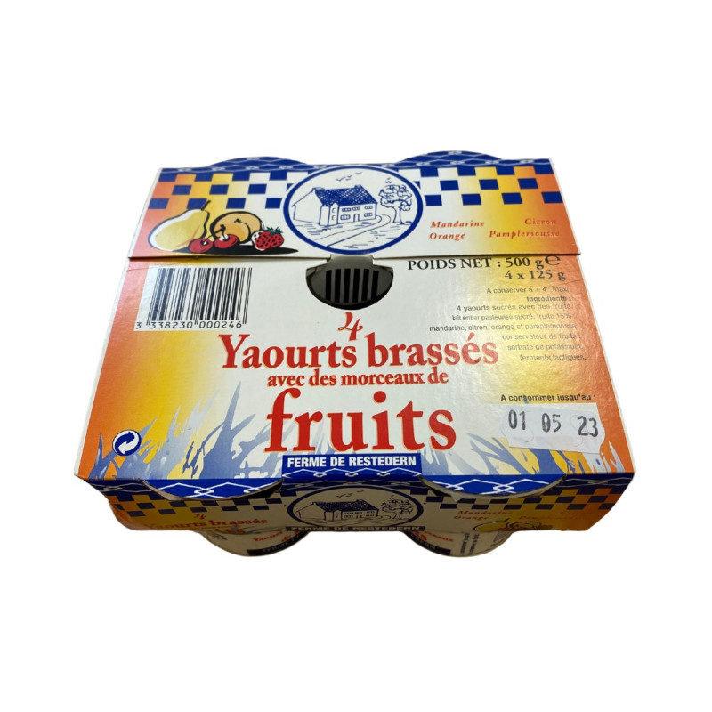 YAOURTS BRASSÉS - CITRON, MANDARINE, ORANGE, PAMPLEMOUSSE - 4 x 125 GR