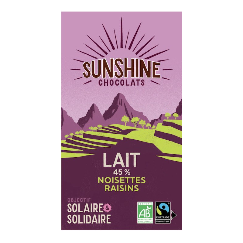 SHUNSHINE LAIT NOISETTES & RAISINS 45% 