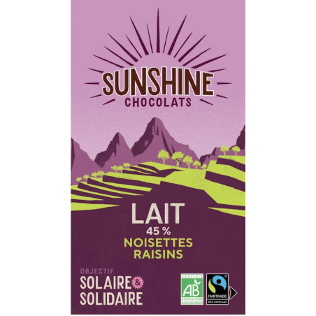 SHUNSHINE LAIT NOISETTES & RAISINS 45% 