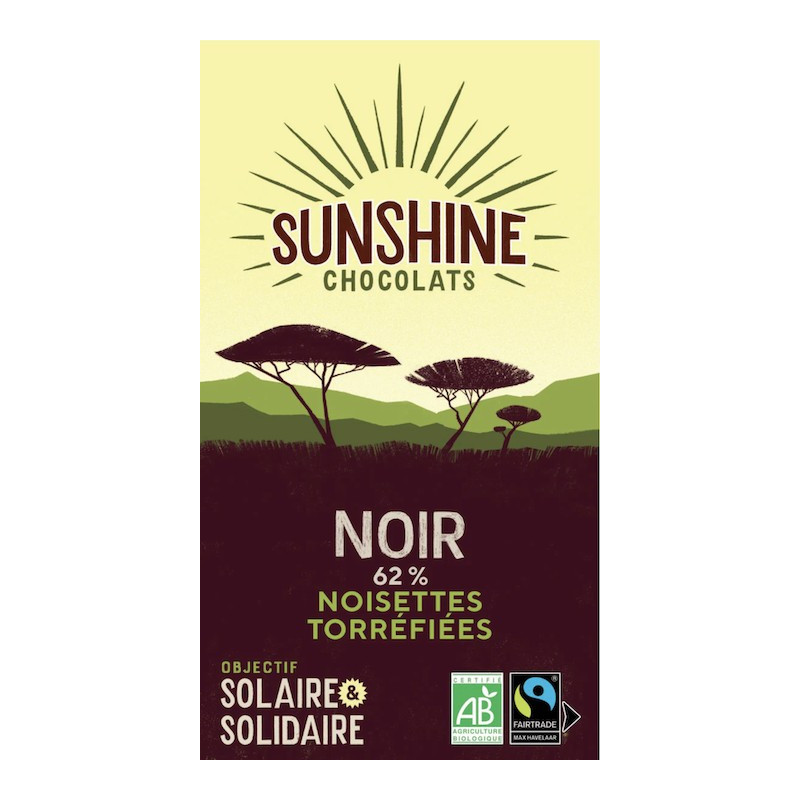SUNSHINE NOIR NOISETTES TORRÉFIÉES 62%