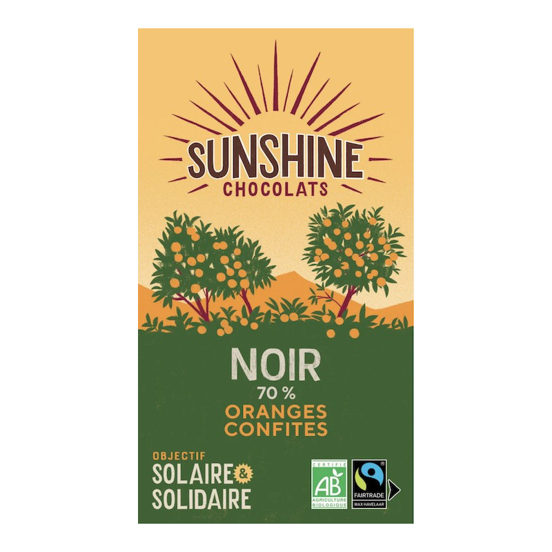 SUNSHINE NOIR ORANGES CONFITES 70% SUNSHINE NOIR ORANGES CONFITES 70%
